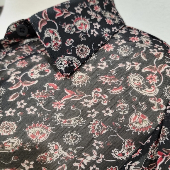 Festi Tissue Weight Chiffon Button Front Puff Sleeve SZ 1X - Picture 8 of 11